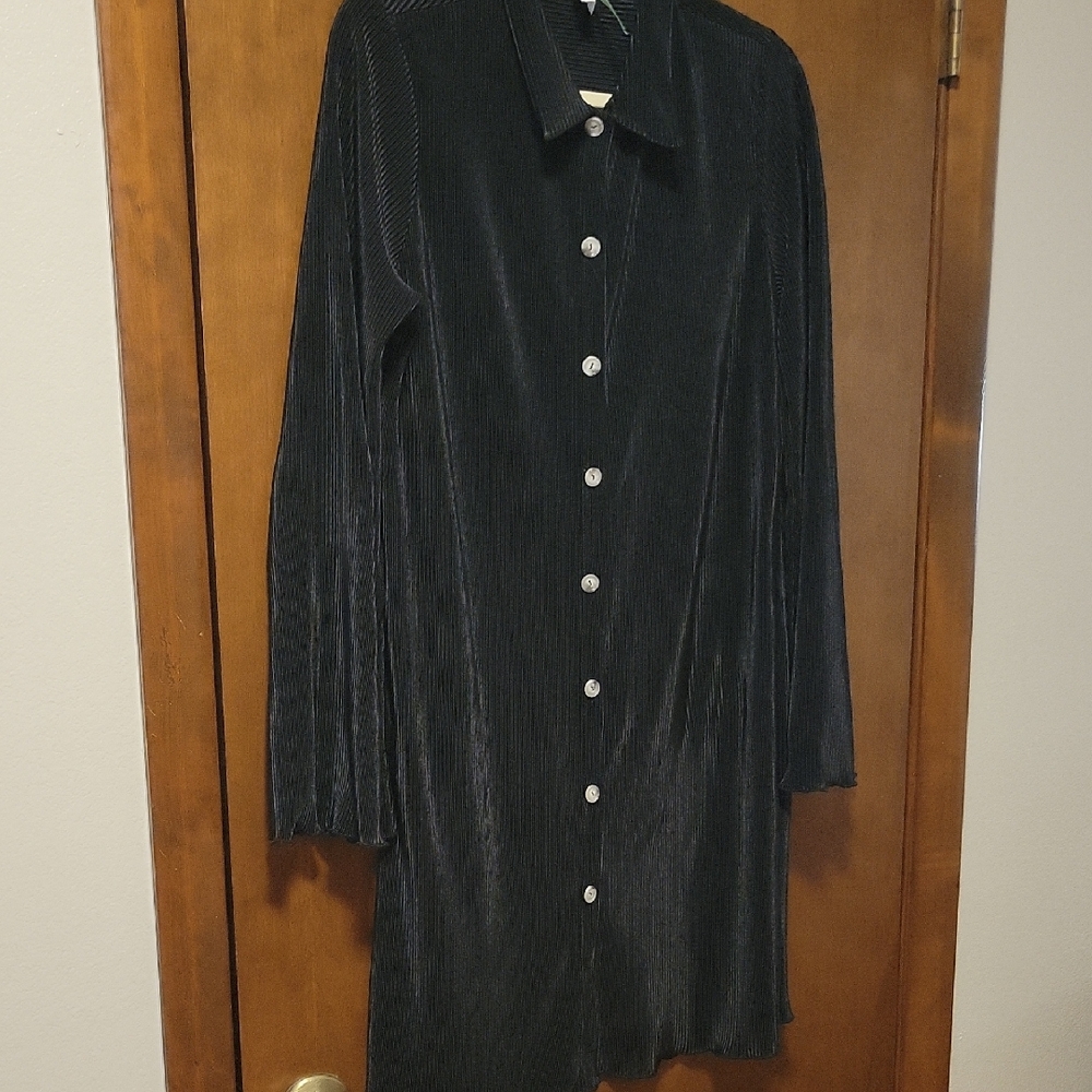 Reckless Hearts Black Ribbed Long Sleeve Shirt Dress Missing Belt